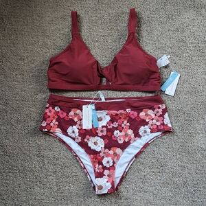 Cupshe Red Floral Bikini